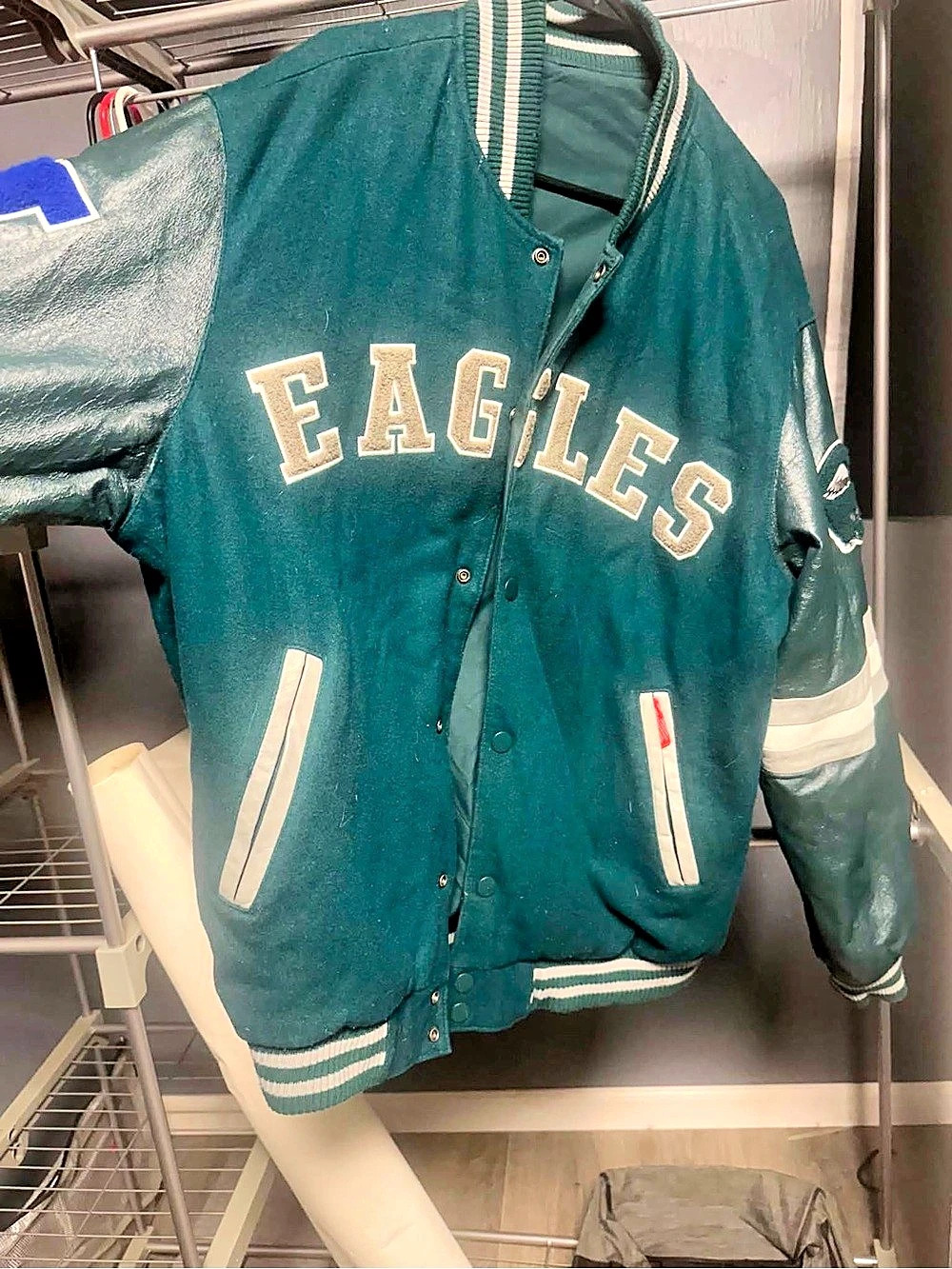 NFL Eagles Varsity Jacket Green & Gray